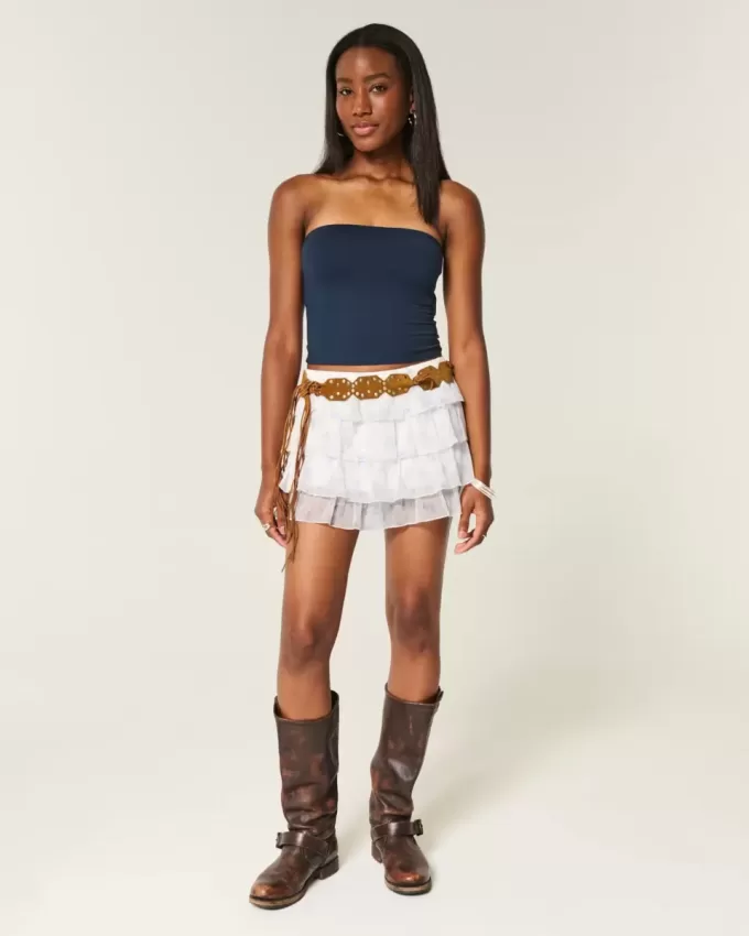 Gestufter Mini-Skort aus Chiffon Gestufter Mini-Skort aus Chiffon