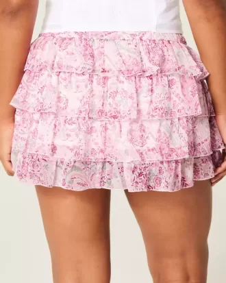 Gestufter Mini-Skort aus Chiffon