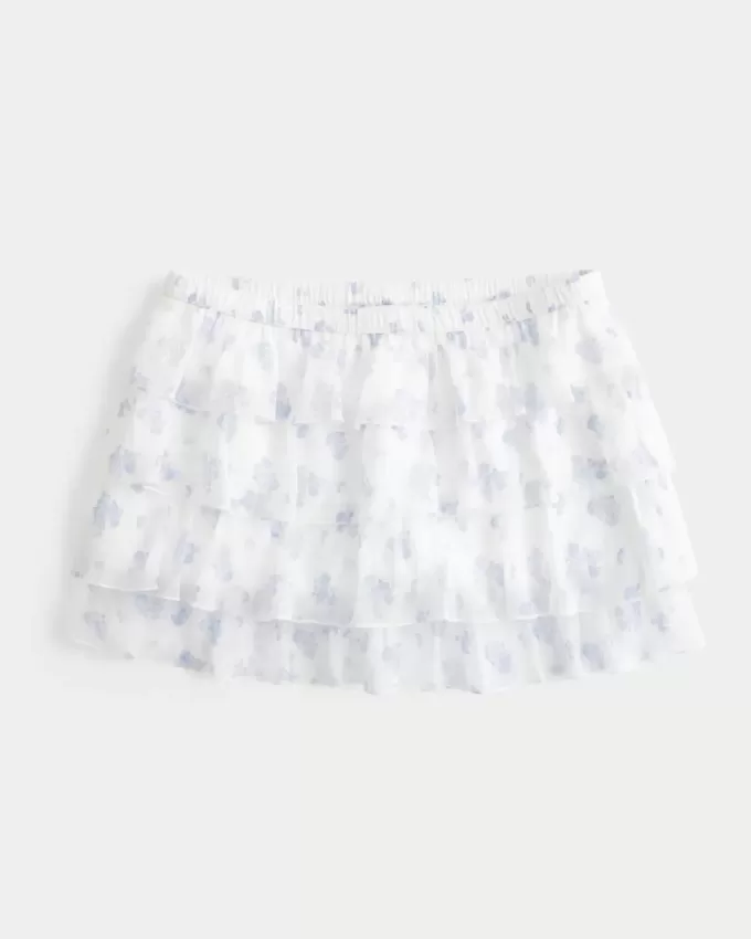 Gestufter Mini-Skort aus Chiffon Gestufter Mini-Skort aus Chiffon