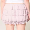 Gestufter Mini-Skort aus Spitzen-Chiffon