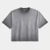 Gewaschenes Baggy Crop T-Shirt mit Rundhalsausschnitt Gewaschenes Baggy Crop T-Shirt mit Rundhalsausschnitt