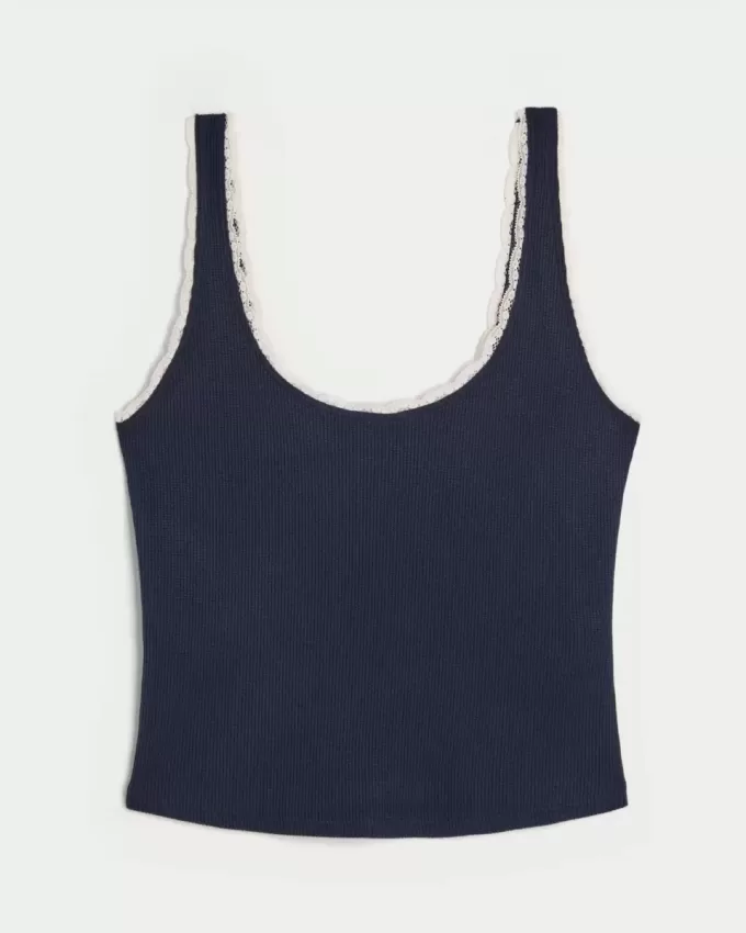Gilly Hicks – Gemütliches Tanktop mit Waffel-Spitzenbesatz Gilly Hicks – Gemütliches Tanktop mit Waffel-Spitzenbesatz