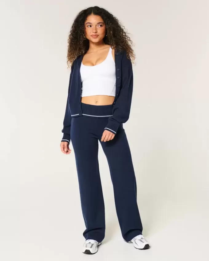 Gilly Hicks – Gerade Hose aus Strick mit Umschlagbund