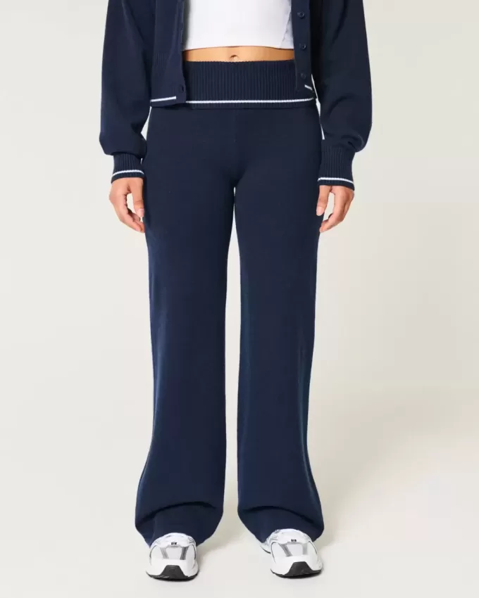 Gilly Hicks – Gerade Hose aus Strick mit Umschlagbund