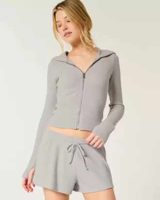 Gilly Hicks – Kapuzenjacke mit Waffelmuster und Reißverschluss