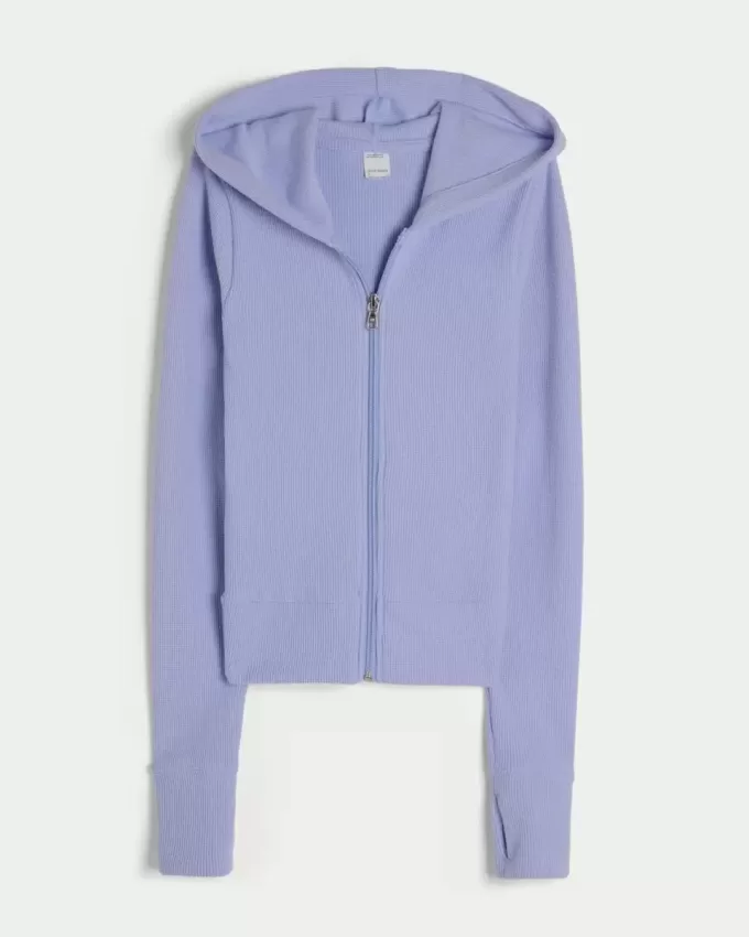 Gilly Hicks – Kapuzenjacke mit Waffelmuster und Reißverschluss Gilly Hicks – Kapuzenjacke mit Waffelmuster und Reißverschluss