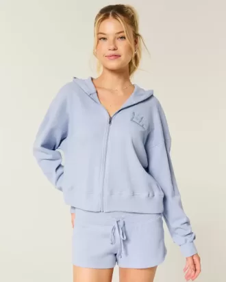 Gilly Hicks – Kapuzenpullover mit Waffelmuster und Reißverschluss