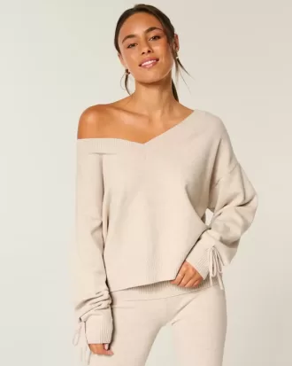 Gilly Hicks – Kuscheliger, schulterfreier Pullover mit Schleife