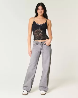 Graue Baggy-Jeans mit niedriger Taille