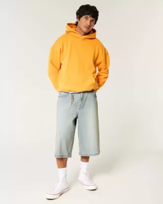 Halblange Skater-Baggy-Jeans in heller Waschung