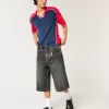 Halblange Skater-Baggy-Jeans in verwaschenem Schwarz Halblange Skater-Baggy-Jeans in verwaschenem Schwarz