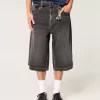 Halblange Skater-Baggy-Jeans in verwaschenem Schwarz Halblange Skater-Baggy-Jeans in verwaschenem Schwarz