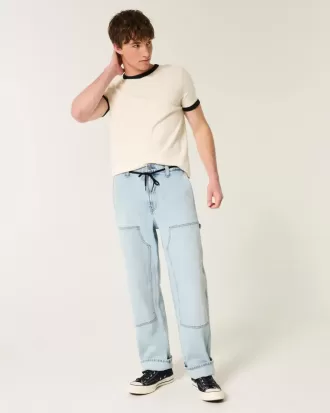 Hell gewaschene Baggy-Carpenter-Jeans