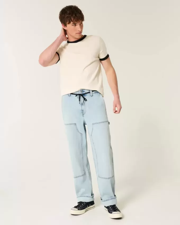 Hell gewaschene Baggy-Carpenter-Jeans Hell gewaschene Baggy-Carpenter-Jeans