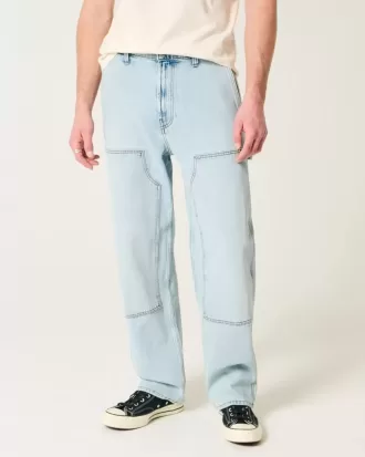 Hell gewaschene Baggy-Carpenter-Jeans