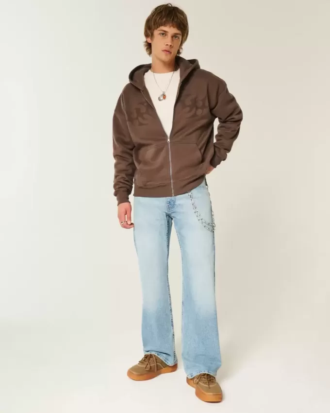 Hell gewaschene, legere Bootcut-Jeans