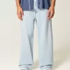 Hell verwaschene Super Baggy-Jeans mit New York-Grafik Hell verwaschene Super Baggy-Jeans mit New York-Grafik