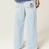 Hell verwaschene Super Baggy-Jeans mit New York-Grafik Hell verwaschene Super Baggy-Jeans mit New York-Grafik