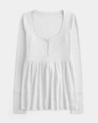 Henley-Babydoll-Oberteil mit Bindeband hinten