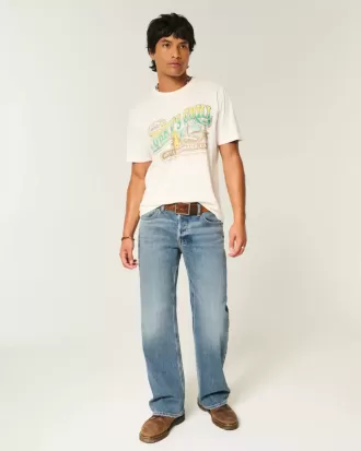 Hermosa – Lockere Bootcut-Jeans in mittlerer Waschung