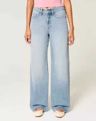 High-Rise Baggy-Jeans in mittlerer Waschung
