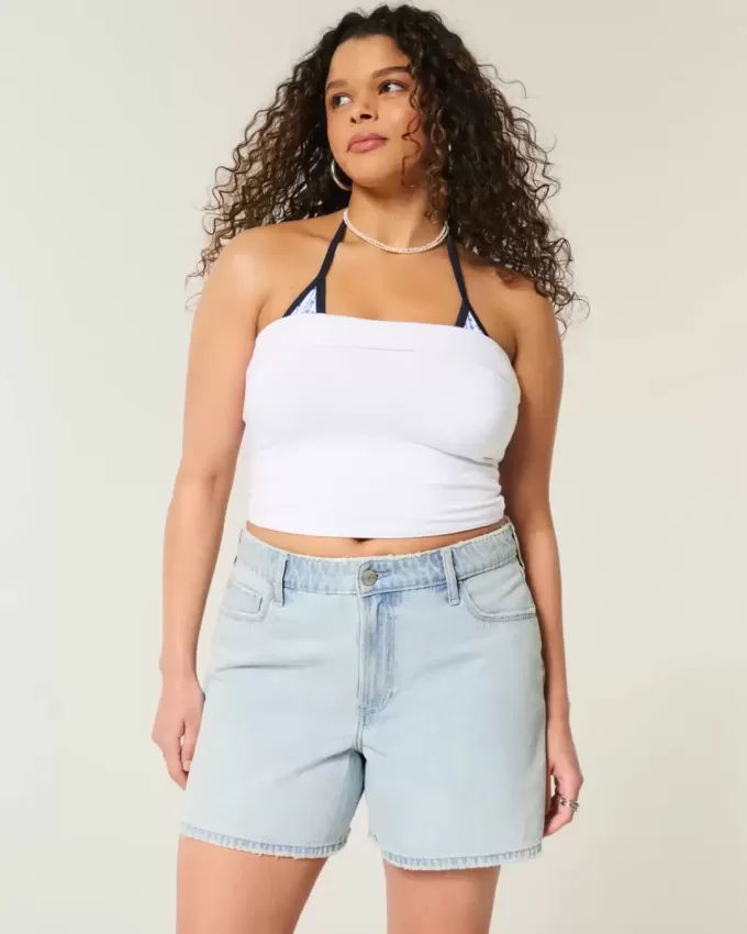 High-Rise Baggy-Jeansshorts in heller Waschung, 5″ High-Rise Baggy-Jeansshorts in heller Waschung, 5″