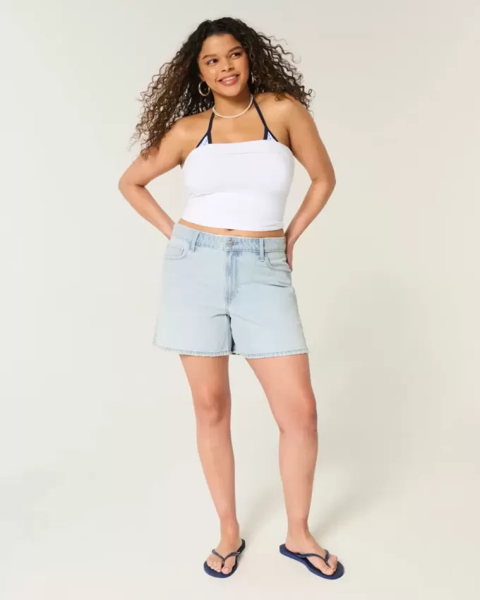 High-Rise Baggy-Jeansshorts in heller Waschung, 5″ High-Rise Baggy-Jeansshorts in heller Waschung, 5″