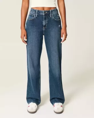 High-Rise-Dad-Jeans im Used-Look