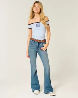 High-Rise-Flare-Jeans in mittlerer Waschung