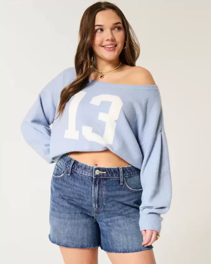 High-Rise Relaxed Denim Shorts in mittlerer dunkler Waschung, 5″ High-Rise Relaxed Denim Shorts in mittlerer dunkler Waschung, 5″