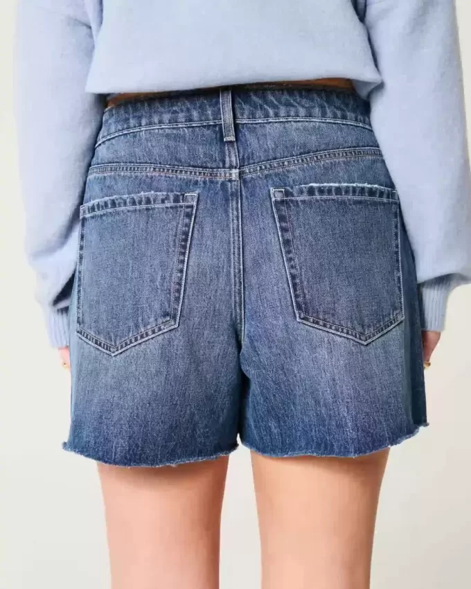 High-Rise Relaxed Denim Shorts in mittlerer dunkler Waschung, 5″ High-Rise Relaxed Denim Shorts in mittlerer dunkler Waschung, 5″