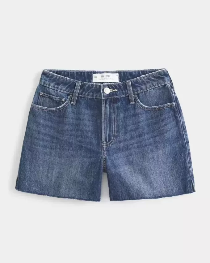 High-Rise Relaxed Denim Shorts in mittlerer dunkler Waschung, 5″ High-Rise Relaxed Denim Shorts in mittlerer dunkler Waschung, 5″