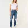 High-Rise-Risse, zerrissene Super Skinny Jeans in mittlerer Waschung High-Rise-Risse, zerrissene Super Skinny Jeans in mittlerer Waschung