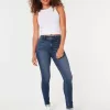 Hoch geschnittene Jeans-Leggings in dunkler Waschung Hoch geschnittene Jeans-Leggings in dunkler Waschung