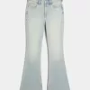 Hoch geschnittene Schlagjeans mit heller Waschung und Sterntaschen Hoch geschnittene Schlagjeans mit heller Waschung und Sterntaschen