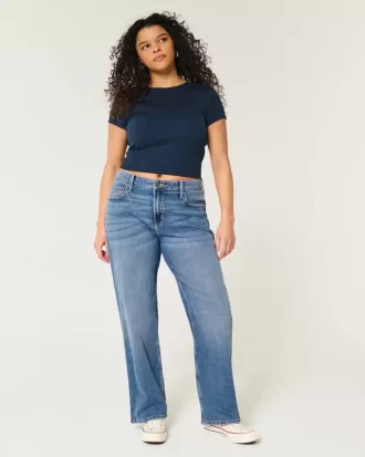 Hoch sitzende Dad-Jeans in dunkler Waschung