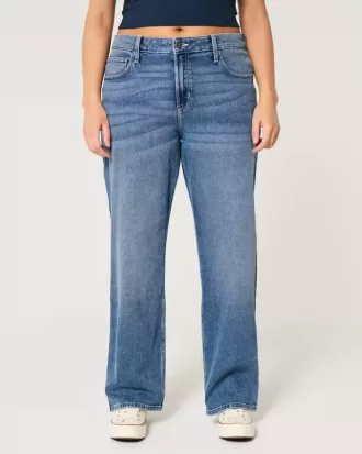 Hoch sitzende Dad-Jeans in dunkler Waschung