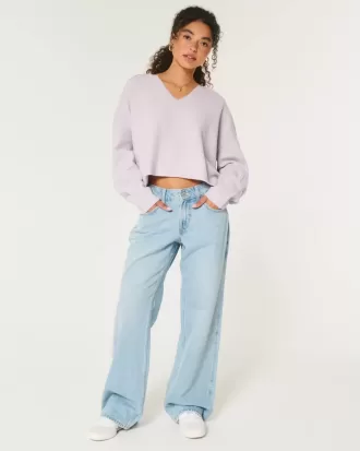 Hollister – Bequemer Cloud-Pullover mit kastigem Reverskragen