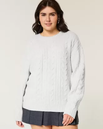Hollister – Bequemer Cloud-Pullover mit Rundhalsausschnitt und Zopfmuster