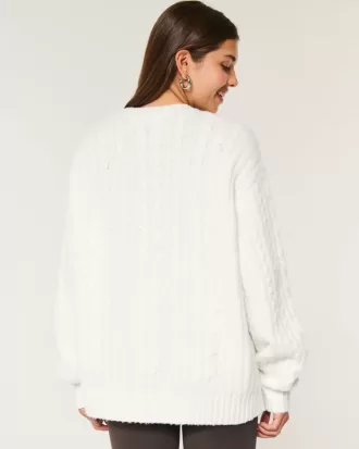 Hollister – Bequemer Cloud-Pullover mit Rundhalsausschnitt und Zopfmuster