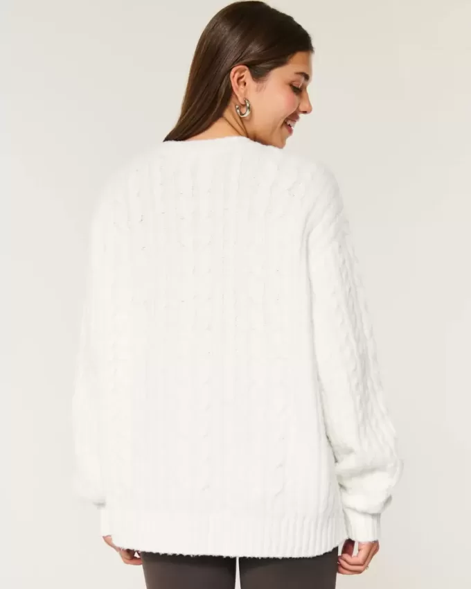 Hollister – Bequemer Cloud-Pullover mit Rundhalsausschnitt und Zopfmuster Hollister – Bequemer Cloud-Pullover mit Rundhalsausschnitt und Zopfmuster