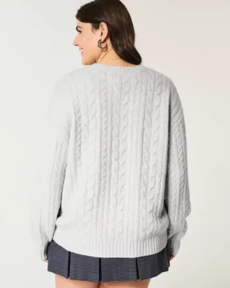Hollister – Bequemer Cloud-Pullover mit Rundhalsausschnitt und Zopfmuster
