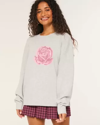 Hollister – Bequemer Pullover mit Cloud-Rose-Grafik