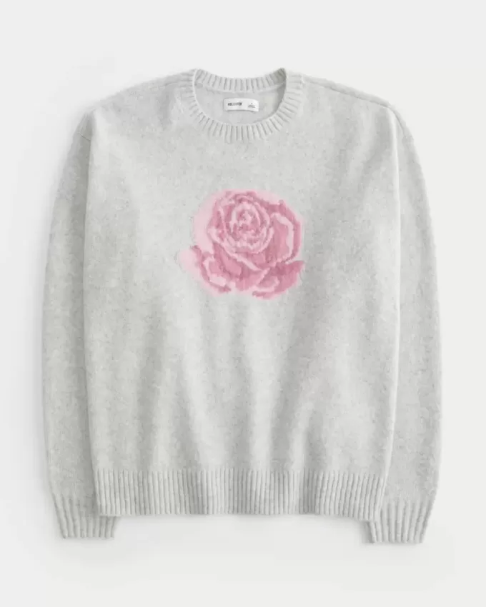 Hollister – Bequemer Pullover mit Cloud-Rose-Grafik