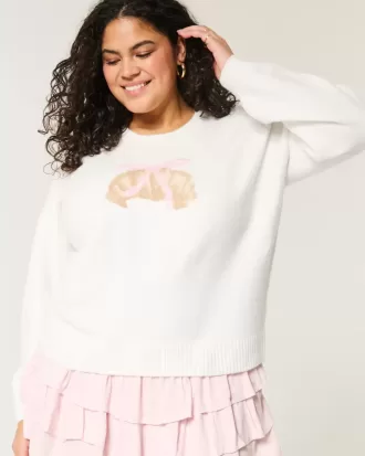Hollister – Bequemer Pullover mit Rundhalsausschnitt und Cloud-Croissant-Grafik