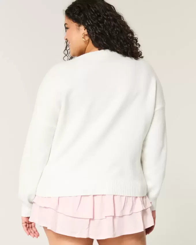 Hollister – Bequemer Pullover mit Rundhalsausschnitt und Cloud-Croissant-Grafik Hollister – Bequemer Pullover mit Rundhalsausschnitt und Cloud-Croissant-Grafik