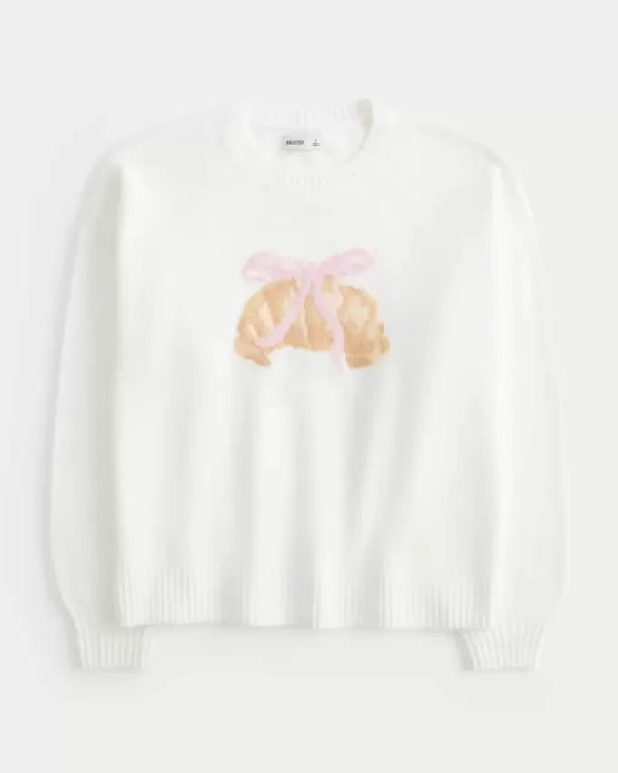Hollister – Bequemer Pullover mit Rundhalsausschnitt und Cloud-Croissant-Grafik Hollister – Bequemer Pullover mit Rundhalsausschnitt und Cloud-Croissant-Grafik