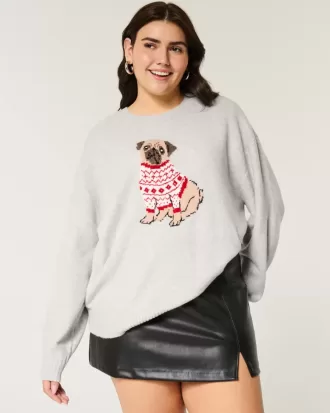 Hollister – Bequemer Pullover mit Rundhalsausschnitt und Cloud Puppy-Grafik