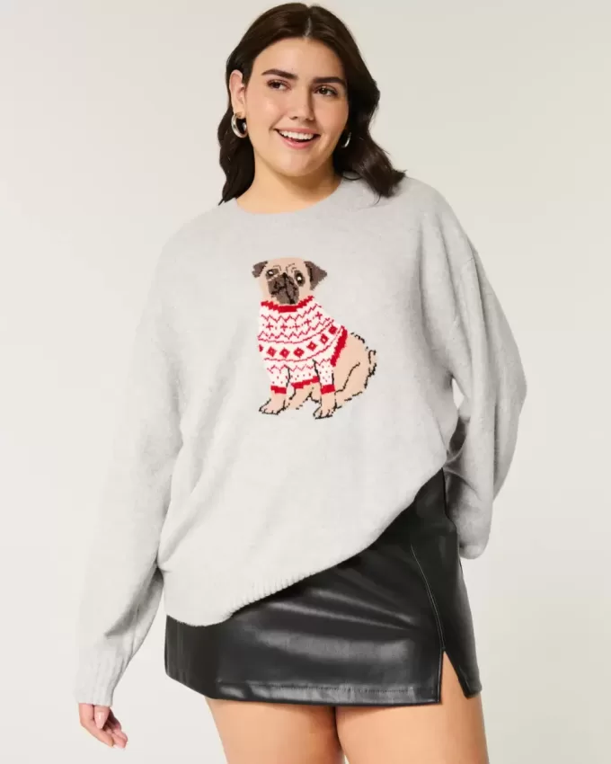 Hollister – Bequemer Pullover mit Rundhalsausschnitt und Cloud Puppy-Grafik Hollister – Bequemer Pullover mit Rundhalsausschnitt und Cloud Puppy-Grafik
