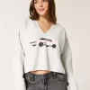 Hollister – Bequemer Pullover mit Wolkengrafik und Kerbkragen Hollister – Bequemer Pullover mit Wolkengrafik und Kerbkragen